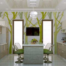 Design de cuisine avec papier peint vert: 55 photos modernes à l'intérieur-12