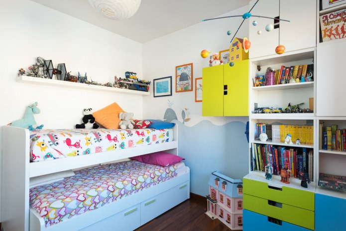 Interiøret i et lite barnehage: valg av farge, stil, dekorasjon og møbler (70 bilder)