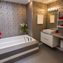 Fond d'écran pour la salle de bain: avantages et inconvénients, types, design, 70 photos à l'intérieur-15