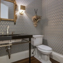 Wallpaper untuk bilik mandi: kebaikan dan keburukan, jenis, reka bentuk, 70 gambar di pedalaman-23