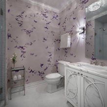 A fürdőszoba háttérképe: érvek és ellenérvek, típusok, dizájn, 70 fénykép a belső terekben - 20