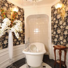 טפטים לחדר האמבטיה: יתרונות וחסרונות, סוגים, עיצוב, 70 תמונות בפנים -13