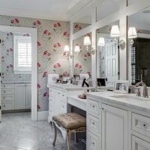 Wallpaper untuk bilik mandi: kebaikan dan keburukan, jenis, reka bentuk, 70 gambar di pedalaman-10