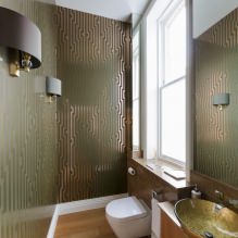 Fond d'écran pour la salle de bain: avantages et inconvénients, types, design, 70 photos à l'intérieur-6
