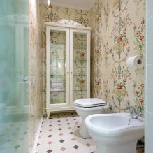 A fürdőszoba háttérképe: érvek és ellenérvek, típusok, dizájn, 70 fénykép a belső terekben - 22