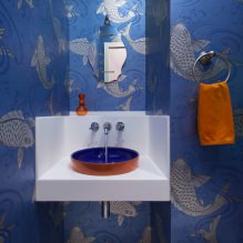Tapeta do łazienki: zalety i wady, rodzaje, design, 70 zdjęć we wnętrzu-16