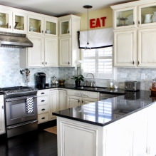 Conception d'une cuisine blanche avec un comptoir noir: 80 meilleures idées, photos à l'intérieur-8