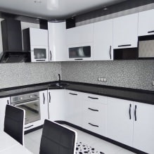 Conception d'une cuisine blanche avec un comptoir noir: 80 meilleures idées, photos à l'intérieur-16