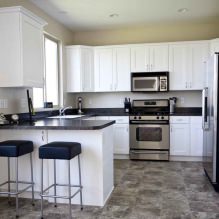 Conception d'une cuisine blanche avec un comptoir noir: 80 meilleures idées, photos à l'intérieur-26
