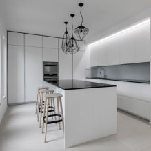 Conception d'une cuisine blanche avec un comptoir noir: 80 meilleures idées, photos à l'intérieur-9