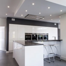 Conception d'une cuisine blanche avec un comptoir noir: 80 meilleures idées, photos à l'intérieur-17