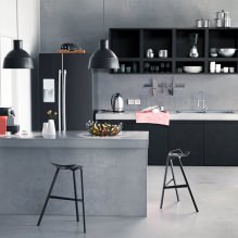 Suite noire à l'intérieur de la cuisine: design, choix de papier peint, 90 photo-4