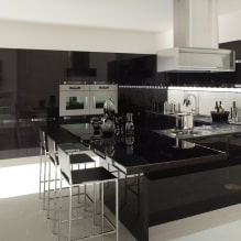 Suite noire à l'intérieur de la cuisine: design, choix de papier peint, 90 photo-13