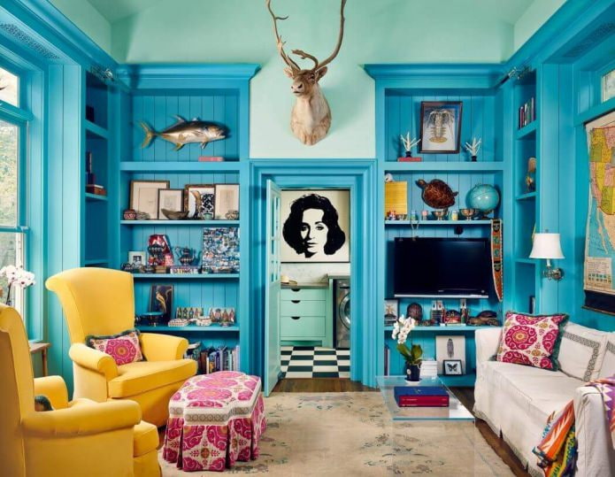 Blue color in the interior: combinations, design ideas, 67 photos