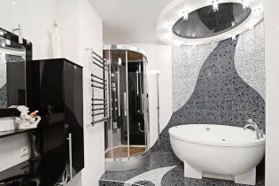 Plafond tendu dans la salle de bain: avantages et inconvénients, types, 55 photos à l'intérieur