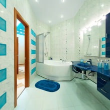 Plafond tendu dans la salle de bain: avantages et inconvénients, types, 55 photos à l'intérieur-14