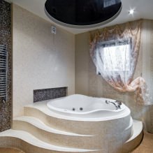 Plafond tendu dans la salle de bain: avantages et inconvénients, types, 55 photos à l'intérieur-9