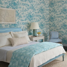 Design with blue wallpaper: pros and cons, combination, selection of curtains, 80+ photo-14
