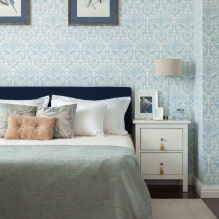 Design with blue wallpaper: pros and cons, combination, selection of curtains, 80+ photo-10