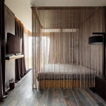 Filament gardiner i interiøret: funksjoner, typer, oversikt over rommene, 65 photo-4