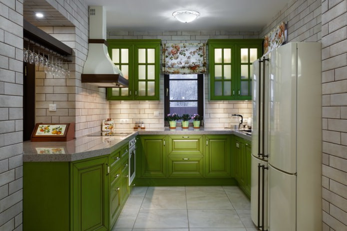Bucătărie verde: caracteristici la alegere, combinație, 60 de fotografii