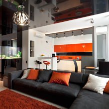 Plafonds tendus brillants: photo, design, types, choix de couleurs, aperçu des chambres-21