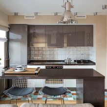 Interiér kuchyně s tmavou deskou: vlastnosti, materiály, kombinace, 75 foto-4
