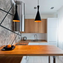 The interior of the kitchen with a dark countertop: features, materials, combinations, 75 photos-8
