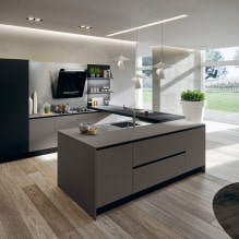 Sivi kuhinjski set: dizajn, izbor oblika, materijala, stila (65 fotografija) -14