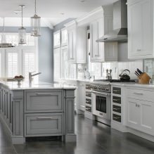 Pilkos spalvos virtuvės komplektas: dizainas, formos pasirinkimas, medžiaga, stilius (65 nuotraukos) -25
