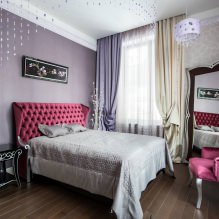 Papéis de parede lilás no interior: tipos, design, escolha de estilo e cortinas, combinações, 55 foto-9
