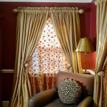 Conception d'une pièce aux rideaux dorés: choix de tissus, combinaisons, types de rideaux, 70 photos -5