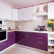 Ensemble de cuisine violet: design, combinaisons, choix de style, papier peint et rideaux-3