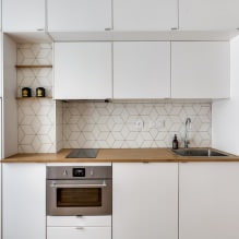 Bucătărie albă cu blat de lucru din lemn: 60 de fotografii moderne și opțiuni de design-6