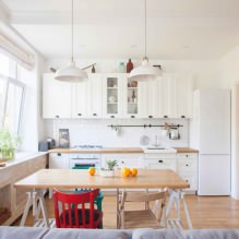 White kitchen with wooden worktop: 60 modern photos and design options-8