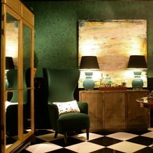Interiér s tapetou v zelených farbách: dizajn, kombinácia, výber štýlu, 70 fotografií-7