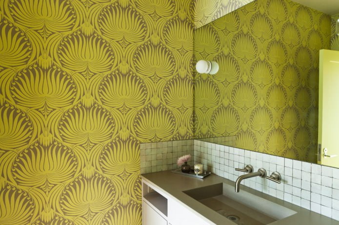 Interior con papel tapiz en colores verdes: diseño, combinación, elección de estilo, 70 fotos.