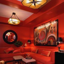 Црвена боја у унутрашњости: значење, комбинација, стилови, декорација, намештај (80 фотографија) -9