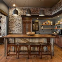Kámen na zdi v kuchyni: typy, povrchové úpravy, kombinace, barva, styly, 70 fotografií-1