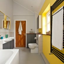 Projeto do banheiro no sótão: características de decoração, cor, estilo, escolha de cortinas, 65 fotos-6