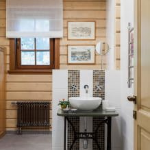 Podkrovní design koupelny: dekorační prvky, barva, styl, výběr záclon, 65 foto-13