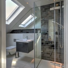 Tavan arası banyo tasarımı: dekorasyon özellikleri, renk, stil, perde seçimi, 65 fotoğraf-7