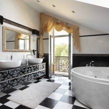 Tavan arası banyo tasarımı: dekorasyon özellikleri, renk, stil, perde seçimi, 65 fotoğraf-11