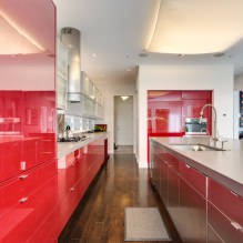 Set de bucătărie roșie: caracteristici, tipuri, combinații, alegerea stilului și a perdelelor-5