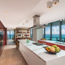 Conjunto de cozinha vermelho: características, tipos, combinações, escolha de estilo e cortinas-3