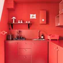 Kırmızı mutfak seti: özellikleri, çeşitleri, kombinasyonları, stil ve perde seçimi-1