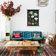 Boho stílus a belső terekben: jellemzők, a lakberendezés választéka, a színek, a bútorok és a dekoráció-4