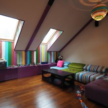 Подреждането на детската стая на тавана: изборът на стил, декорация, мебели и завеси-1