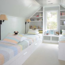 Подреждането на детската стая на тавана: изборът на стил, декорация, мебели и завеси-11