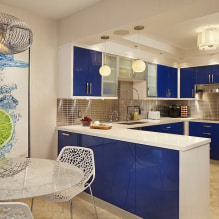 Gambar reka bentuk dapur dengan set biru 3